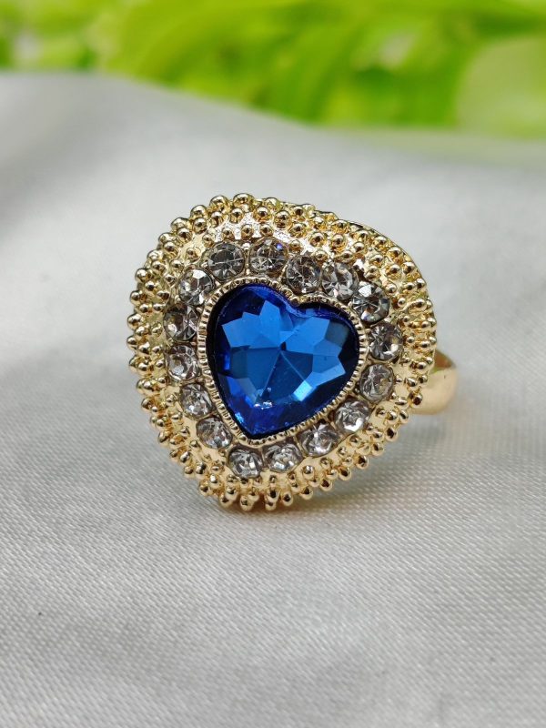 1 Piece Imported Heartfelt Elegance Blue Crystal Ring | Adjustable Ring – Timeless Charm 💙 | Best Quality Adjustable Ring For Girls & Women