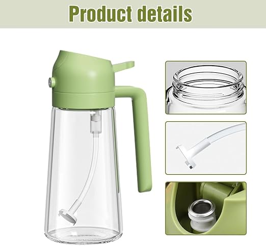 2 In 1 Glass Oil Sprayer And Dispenser, Sprayable And Pourable Oil Bottle 500 Ml Random Color