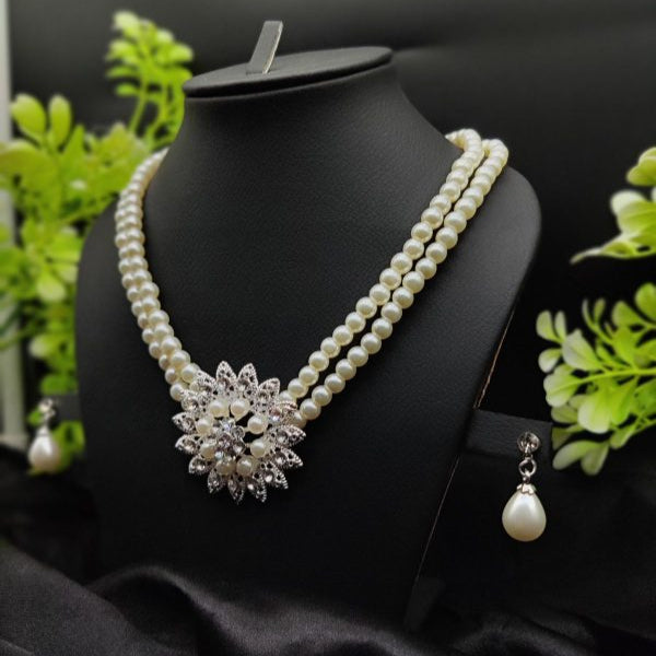 Imported Graceful Radiance Pearl Necklace Set With Exquisite Floral Pendant 🌟 | Artificial Jewellery For Girls & Women