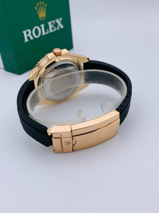 ( Golden ) Rolex Stylish Watch For Men Adjustable Rubber Strap | Heavy Master Lock | Steel Buzzle Working | ( With Normal Box )