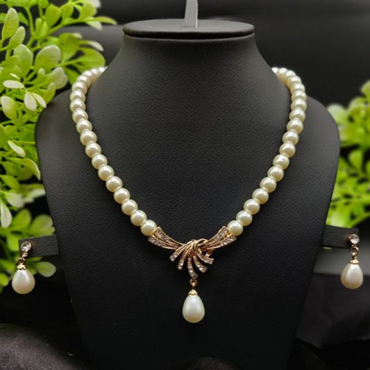 Imported Radiant Double-layered Pearl Necklace With Golden Sunburst Pendant | Girls & Women Fashion