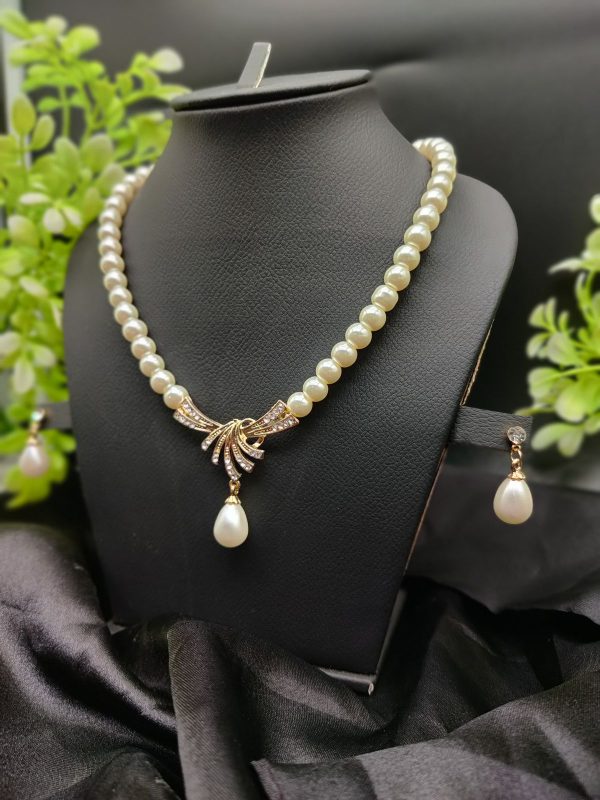 Imported Radiant Double-layered Pearl Necklace With Golden Sunburst Pendant | Girls & Women Fashion